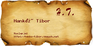 Hankó Tibor névjegykártya