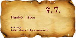 Hankó Tibor névjegykártya